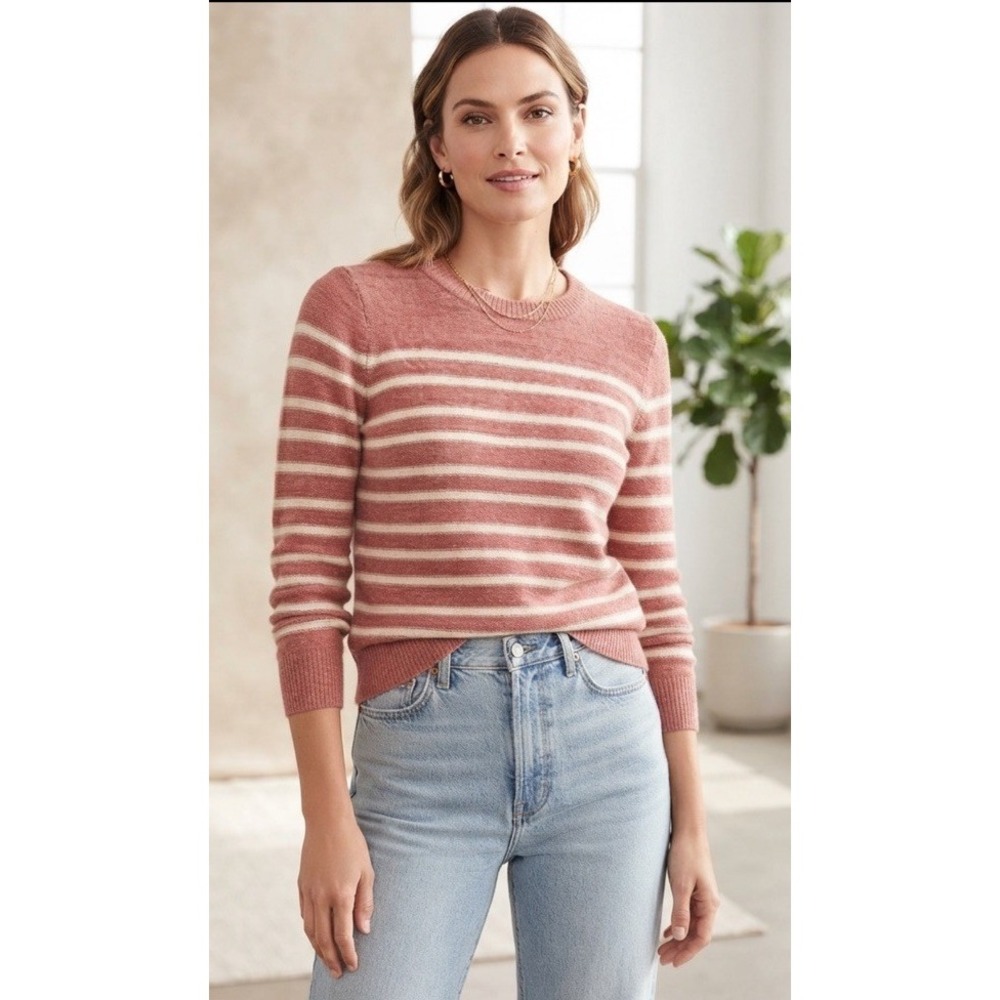 LOFT Classic crewneck sweater Striped MSRP $75 NWT SIZE M